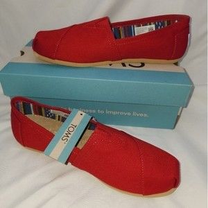 Toms Alpargata Red Canvas Slip On Shoes Size 7.5, NIB